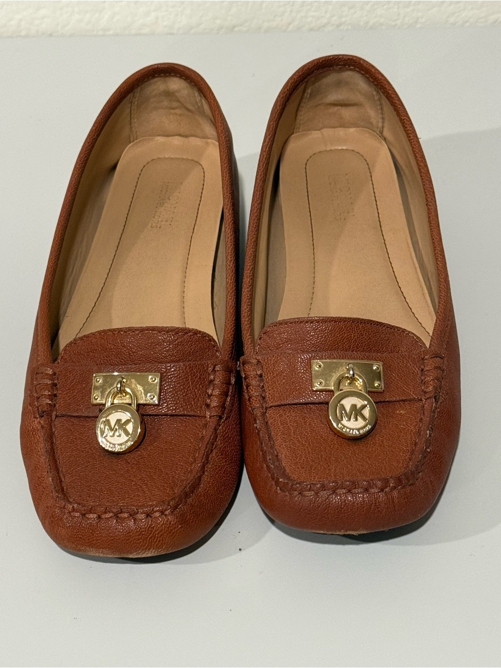 Michael Kors Brown Leather MK Charm Loafers
